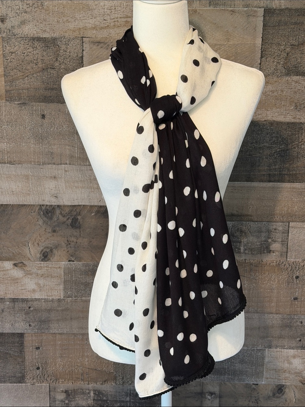 Black and White polka dot scarf - Picture 16 of 16